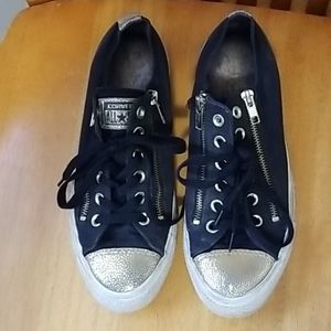 Converse All Stars size 8 fancy zipper with gold
